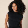 Amazon Essentials Women’s Slim-Fit Extended-Sleeve Ruched Matte Jersey Top with Mock Neck(Black)