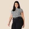 Amazon Essentials Women’s Slim-Fit Extended-Sleeve Ruched Matte Jersey Top with Mock Neck(Black Ivory Geometric)