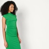 Amazon Essentials Women’s Slim-Fit Extended-Sleeve Ruched Matte Jersey Top with Mock Neck(Emerald Green)