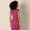Amazon Essentials Women’s Slim-Fit Extended-Sleeve Ruched Matte Jersey Top with Mock Neck(Hot Pink Leafy Floral Ditsy)