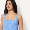 Amazon Essentials Women’s Square Neck Wide Leg Sleeveless Jumpsuit(Blue Beige Ditsy Flower)