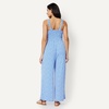 Amazon Essentials Women’s Square Neck Wide Leg Sleeveless Jumpsuit(Blue Beige Ditsy Flower)