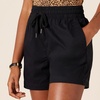Amazon Essentials Women’s Stretch Cotton Mid-Rise Pull-On Relaxed-Fit Shorts(Black)