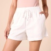 Amazon Essentials Women’s Stretch Cotton Mid-Rise Pull-On Relaxed-Fit Shorts(White)