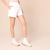 Amazon Essentials Women’s Stretch Cotton Mid-Rise Pull-On Relaxed-Fit Shorts(White)