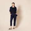 Amazon Essentials Women’s Stretch Cotton Pull-on High Rise Relaxed-Fit Ankle Length Pant(Navy)