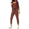 Amazon Essentials Women’s Studio Terry Stretchy Jumpsuit for Exercise (Available in Plus Size)(Black Brown Animal Print)