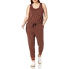 Amazon Essentials Women’s Studio Terry Stretchy Jumpsuit for Exercise (Available in Plus Size)(Black Brown Animal Print)