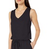 Amazon Essentials Women’s Studio Terry V Neck Romper, Stretchy Exercise Loungewear, Soft(Black)