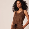 Amazon Essentials Women’s Studio Terry V Neck Romper, Stretchy Exercise Loungewear, Soft(Black Brown Animal Print)