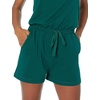Amazon Essentials Women’s Studio Terry V Neck Romper, Stretchy Exercise Loungewear, Soft(Dark Green)