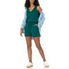 Amazon Essentials Women’s Studio Terry V Neck Romper, Stretchy Exercise Loungewear, Soft(Dark Green)