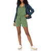 Amazon Essentials Women’s Studio Terry V Neck Romper, Stretchy Exercise Loungewear, Soft(Military Green)