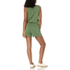 Amazon Essentials Women’s Studio Terry V Neck Romper, Stretchy Exercise Loungewear, Soft(Military Green)