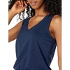 Amazon Essentials Women’s Studio Terry V Neck Romper, Stretchy Exercise Loungewear, Soft(Navy)