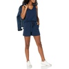 Amazon Essentials Women’s Studio Terry V Neck Romper, Stretchy Exercise Loungewear, Soft(Navy)