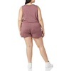 Amazon Essentials Women’s Studio Terry V Neck Romper, Stretchy Exercise Loungewear, Soft(Plum Heather)