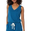 Amazon Essentials Women’s Studio Terry V Neck Romper, Stretchy Exercise Loungewear, Soft(Teal Blue)