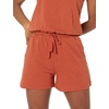 Amazon Essentials Women’s Studio Terry V Neck Romper, Stretchy Exercise Loungewear, Soft(Terracotta)