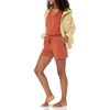 Amazon Essentials Women’s Studio Terry V Neck Romper, Stretchy Exercise Loungewear, Soft(Terracotta)
