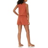 Amazon Essentials Women’s Studio Terry V Neck Romper, Stretchy Exercise Loungewear, Soft(Terracotta)