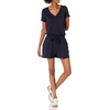 Amazon Essentials Women’s Supersoft Terry Short-Sleeve V-Neck Romper (Previously Daily Ritual)(Navy)