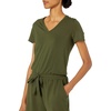 Amazon Essentials Women’s Supersoft Terry Short-Sleeve V-Neck Romper (Previously Daily Ritual)(Olive)