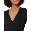 Amazon Essentials Women’s Versatile Knit Surplice Jumpsuit with Sleeves, Elastic Waist (Available in Plus Size)(Black)