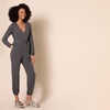 Amazon Essentials Women’s Versatile Knit Surplice Jumpsuit with Sleeves, Elastic Waist (Available in Plus Size)(Charcoal Heather)