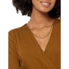 Amazon Essentials Women’s Versatile Knit Surplice Jumpsuit with Sleeves, Elastic Waist (Available in Plus Size)(Dark Chestnut Brown)