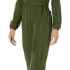 Amazon Essentials Women’s Versatile Knit Surplice Jumpsuit with Sleeves, Elastic Waist (Available in Plus Size)(Dark Olive)