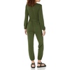Amazon Essentials Women’s Versatile Knit Surplice Jumpsuit with Sleeves, Elastic Waist (Available in Plus Size)(Dark Olive)