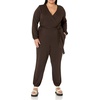 Amazon Essentials Women’s Versatile Knit Surplice Jumpsuit with Sleeves, Elastic Waist (Available in Plus Size)(Espresso)