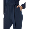 Amazon Essentials Women’s Versatile Knit Surplice Jumpsuit with Sleeves, Elastic Waist (Available in Plus Size)(Navy)
