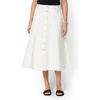 Amazon Essentials Women’s A-Line High-Rise Denim Button-Down Midi Skirt(White)