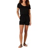 Amazon Essentials Women’s Casual Summer Short-Sleeve Scoop Neck Romper with Elastic Waist(Black)
