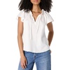 Amazon Essentials Women’s Relaxed-Fit Ruffle-Neck Cotton Sateen Blouse(White)