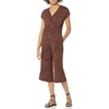 Amazon Essentials Women’s Short-Sleeve V-Neck Surplice Cropped Wide-Leg Jumpsuit with Elastic Waist(Brown Animal Print)
