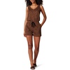 Amazon Essentials Women’s Studio Terry V Neck Romper, Stretchy Exercise Loungewear, Soft(Black Brown Animal Print)