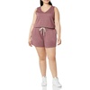Amazon Essentials Women’s Studio Terry V Neck Romper, Stretchy Exercise Loungewear, Soft(Plum Heather)