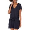Amazon Essentials Women’s Supersoft Terry Short-Sleeve V-Neck Romper (Previously Daily Ritual)(Navy)