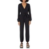 Amazon Essentials Women’s Versatile Knit Surplice Jumpsuit with Sleeves, Elastic Waist (Available in Plus Size)(Black)