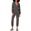 Amazon Essentials Women’s Versatile Knit Surplice Jumpsuit with Sleeves, Elastic Waist (Available in Plus Size)(Charcoal Heather)