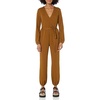 Amazon Essentials Women’s Versatile Knit Surplice Jumpsuit with Sleeves, Elastic Waist (Available in Plus Size)(Dark Chestnut Brown)