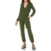 Amazon Essentials Women’s Versatile Knit Surplice Jumpsuit with Sleeves, Elastic Waist (Available in Plus Size)(Dark Olive)