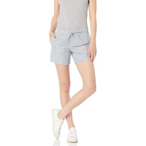 Amazon Essentials Women’s 5″ Inseam Drawstring Linen Blend Shorts with Elastic Waist (Available in Plus Size)(White Stripe)