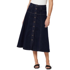 Amazon Essentials Women’s A-Line High-Rise Denim Button-Down Midi Skirt(Rinse Denim)