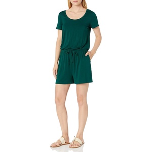 Amazon Essentials Women’s Casual Summer Short-Sleeve Scoop Neck Romper with Elastic Waist(Jade)