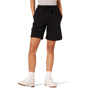 Amazon Essentials Women’s Fleece High Rise Bermuda Shorts with Elastic Waist and Drawstring (Plus Size Available)(Black)