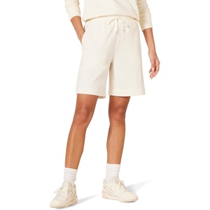 Amazon Essentials Women’s Fleece High Rise Bermuda Shorts with Elastic Waist and Drawstring (Plus Size Available)(Eggshell White)